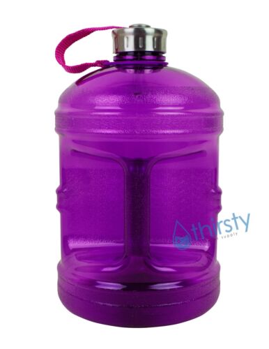 Purple BPA FREE 1 Gallon Water Bottle Steel Cap Jug Container Canteen Reusable 
