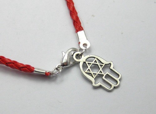 10 Mixte la Kabbale Hamsa Main Charms Rouge leatheroid Tressé Chaîne Bracelets