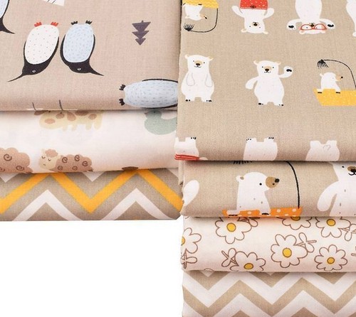 Fabrics Diy Sewing Printed Twill Cotton Patchwork Cloth Quilting Materials 7 Pcs