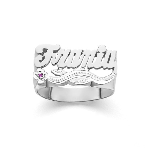 LEE130 10k or 14k Gold 11mm Flower Tail Name Ring