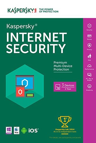 1 Year Kaspersky Internet Security 2019 w//Anti-Virus 3 PC Mac Android iOS