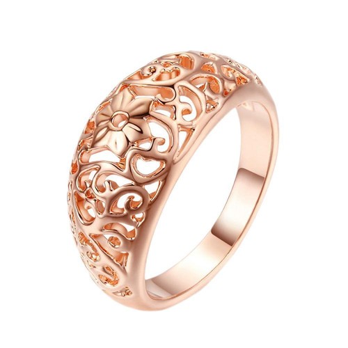 Rose Gold Farbe Blume Ringe Größe 7//8 Weibliche Hochzeit Ring Schmuck Ges/_Gift
