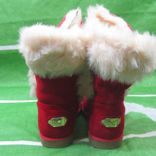 NEW Kid Red Winter Flat Ankle Boot Fur Inside Size 2