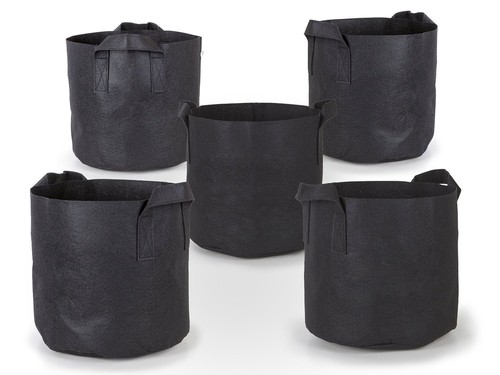 5Pcs//Pack Black Fabric Grow Pots Breathable Plant Bags Smart Plant w// Handle