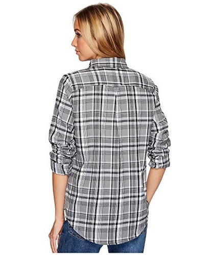 Hurley Plaid Women/'s Button-Down Cotton Long-Sleeve Top Black White sz M L XL