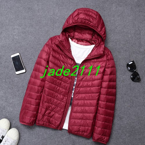 Chic Mens Short STYLE Ultra Light 90/% Down Puffer Jacket Parka With Carry Bag