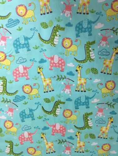 Baby Safari Zoo Animaux 100/% Coton Tissu Matériau Par Demi Mètre