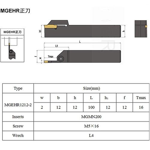 Docking port Tools Lathe MGEHR 1212-2 External Grooving Turning Cut