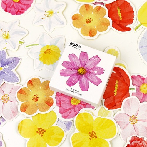 45Pcs//box Paper Peel-Off Floral Flower Botanical Leaf Inspired Stickers 6A