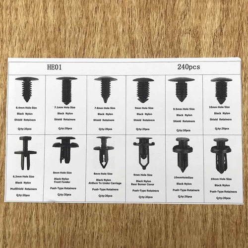 240pc Car Bumper Fender Trim Rivets Nylon Buckle Fastener Clips For BMW BENZ VW