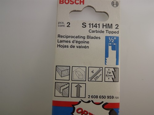 Bosch S1141HM2 9/" Reciprocating Saw Blade 2 Pack NEW