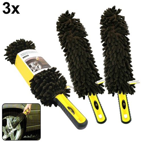 3x Chenille Microfaser Felgenbürste Felgenreiniger Bürste Auto Waschbürste