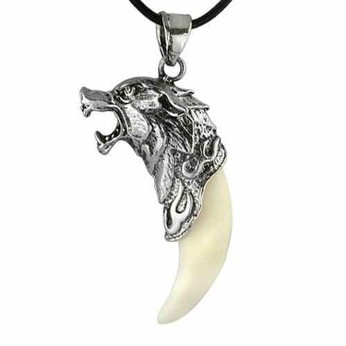 Wolf Tooth White Leather Necklace Boho Jewellery Summer Festival Beach A178