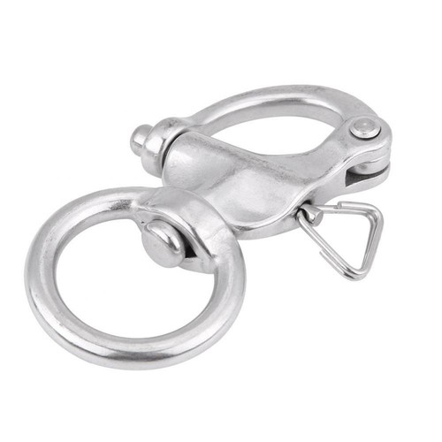 2Pcs Snap Shackle 76mm Stainless Steel Buckle Brace Ring Round Ring Shackle