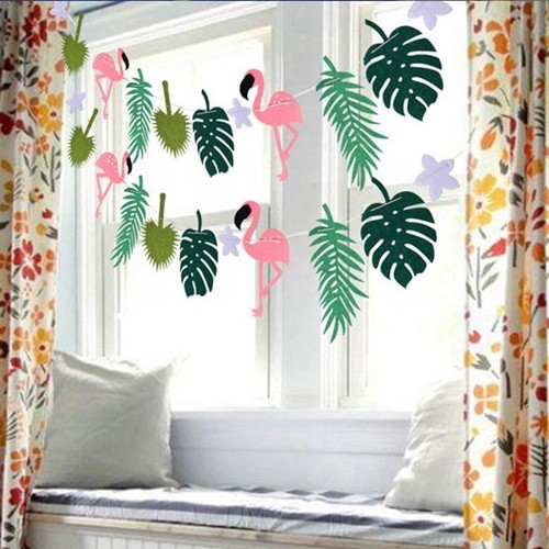 Hawaiian Style Flamingo Pineapple Summer Party Decor Banner Garland Bunting New