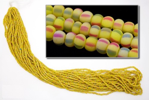 10 Gm, Hank, 1//2 Kilo #CSG227 11//0 Matte Rasta Stripe Czech Seed Bead
