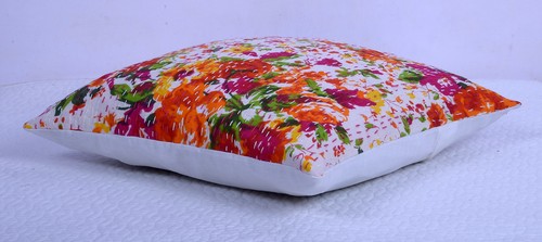 White Floral Kantha Throw Ethnic Cushion Cover Indian Ethnic Decor Pillow Case