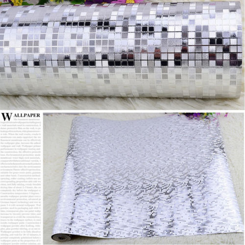 10m//roll Silver Mosaic Foil Wallpaper KTV Bar Reflective Ceiling Background Wall