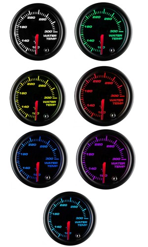 °F Universal Black 52mm 7 Color LED Water Coolant Temperature Temp Gauge Meter