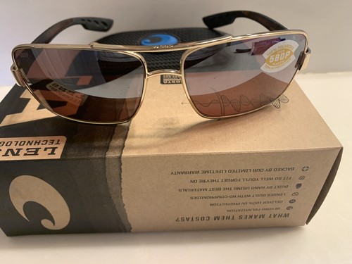 New Costa North Turn Sunglasses 580P Copp Silver Mir Lens Rose Gold Frames NIB