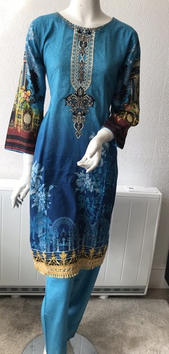 Casual Readymade Shalwar Kameez pakistaní bordado Traje de césped con duppatta.