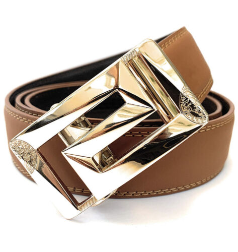 MENS DESIGNER BELTS BESPOKE AUTOMATIC RATCHET BUCKLE LEATHER BELT FOR MEN GIFT