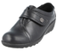 Ladies Cushion Walk Black Faux Leather Slip On Loafer Mary Jane Low Wedge Shoes