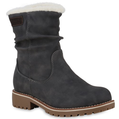 Damen Stiefeletten Gefütterte Winterboots Profilsohle Stiefel 818864 Trendy Neu