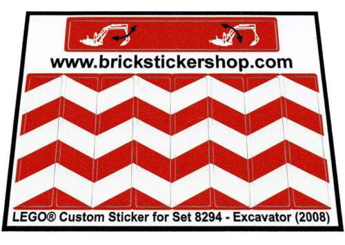 Excavator 2008 Precut Custom Replacement Sticker for Lego Set 8294
