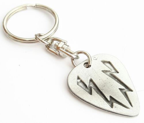 Guitar Plectrum Handcrafted English Pewter Key Ring Gift Bag