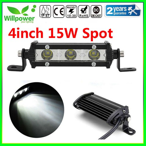 4inch 15W Spot Slim LED Work Light Bar Single Row Car SUV Off road Truck ATV 4WD