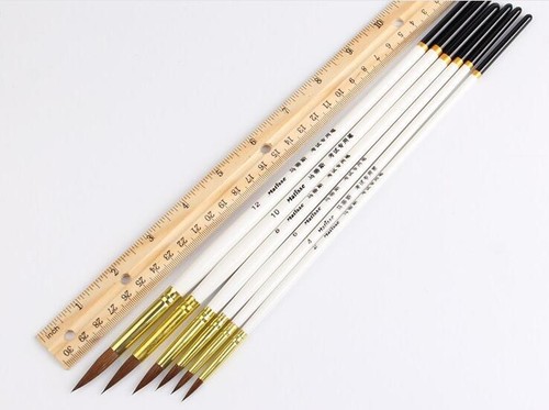 Artist Weasel Hair Round Paint Brushes 6pcs Copper Ferrue Crafts Art Brush
