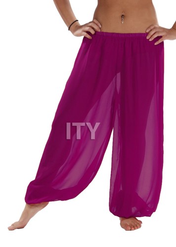 Violet Red Chiffon Harem Yoga Pant Belly Dance Halloween Pantaloons Trousers