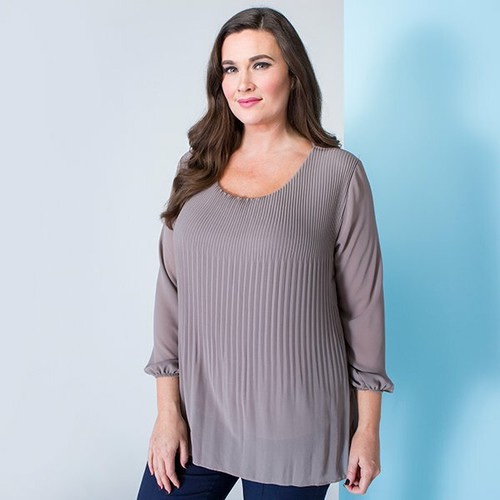 Maysa Chiffon Pleat Top blouse mustard mocha one size
