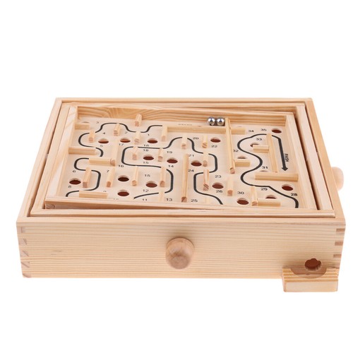 Wood Labyrinth Maze Puzzle Game Preschool Kids Develoopment Education Toys