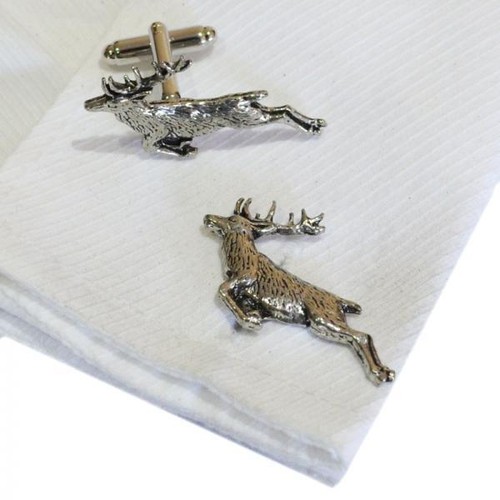Peltre saltando Stag Gemelos Red Deer conservacionista Xmas actual Caja De Regalo