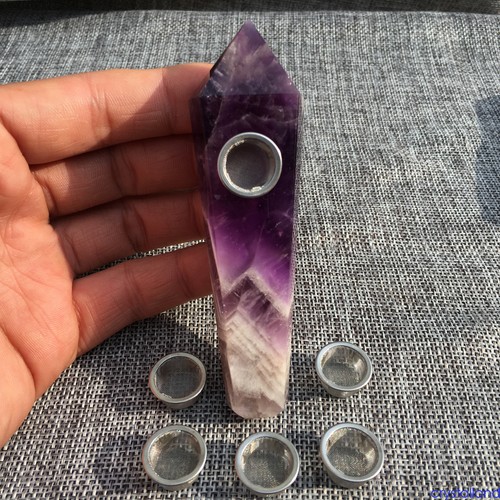 Natural Quartz Crystal Point crystal Smoking Pipes obelisk Wand+5 Filte