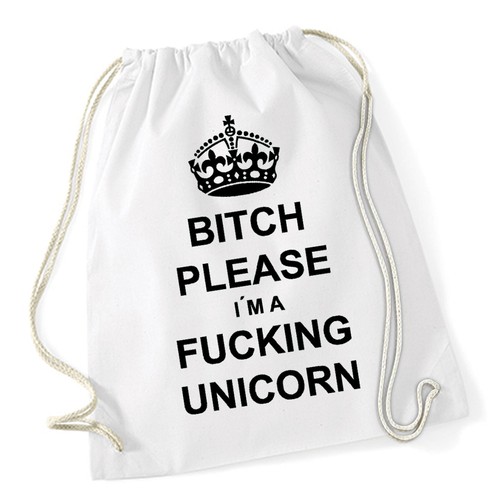 Bitch Please Unicorn Gymsack White Turnbeutel Einhorn Märchen Fee Regenbogen Fuc