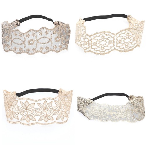 Girls Hollow Lace Flower Elastic Headband Women Hairband Hair Band Head Wrap UK