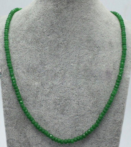 Genuine 2x4mm naturel vert jade Facettes Gems Beads Necklace 18/" Y22151