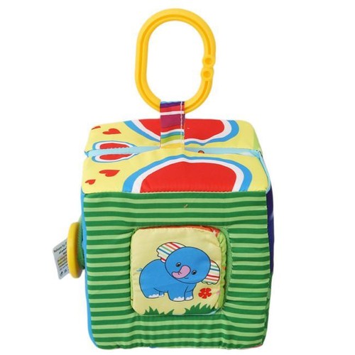 1Pcs Baby Ring Rattle Educational Plush Toys Soft Building Blocks Cube Cloth N7