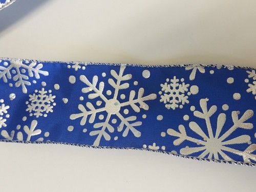 4 Large 10/" Hand Made Blue /& Silver Snowflake Bows Christmas Winter Snow