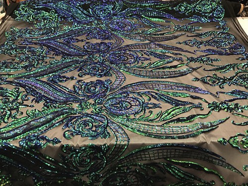 Sequins Fabric Power Mesh By The Yard 4 Way Stretch Embroidery Sequins Jade