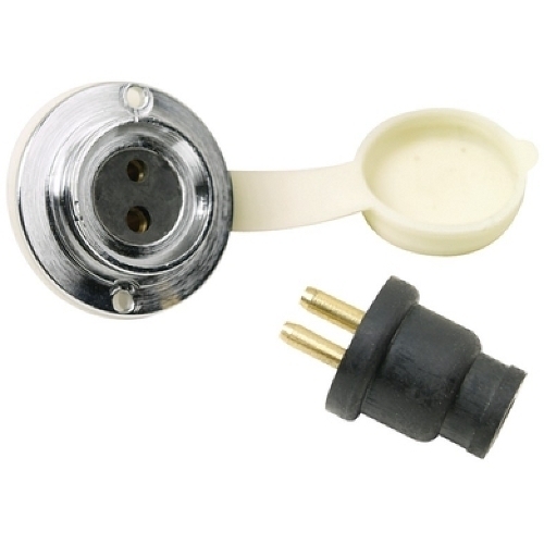 Chrome on Brass Water Tight Marine BOAT Power Deck Connector 12Volts NEW outlet