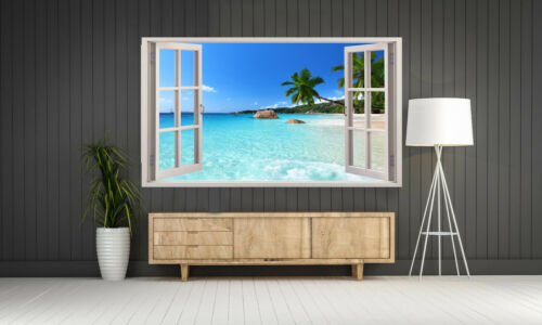 2 Beach Landscape view Fenêtres 3D TOILE murale ART Photo Print