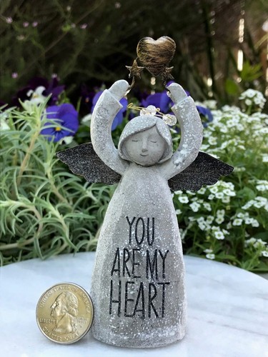 Miniature FAIRY GARDEN Figurine ~ Mini Sentiment Angel ~ YOU ARE MY HEART