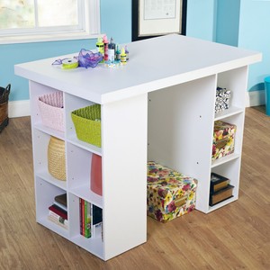 White Counter Crafting Desk Table Computer Scrapbooking Sewing