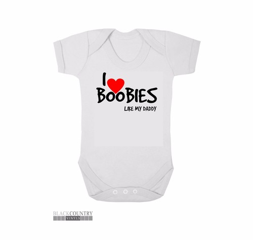 BG027 I LOVE BOOBIES Funny Baby Grow Body Suit Vest BUY 3 GET 1 FREE