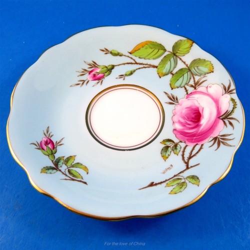 Taylor Handpainted Floral Rose Bouquet on Blue Foley Tea Cup /& Saucer Signed A