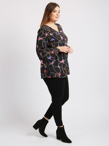 Lovedrobe GB Womens Plus Size Butterfly and Chain Print Blouse